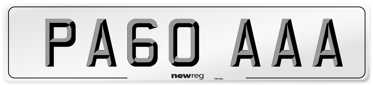 PA60 AAA Number Plate from New Reg